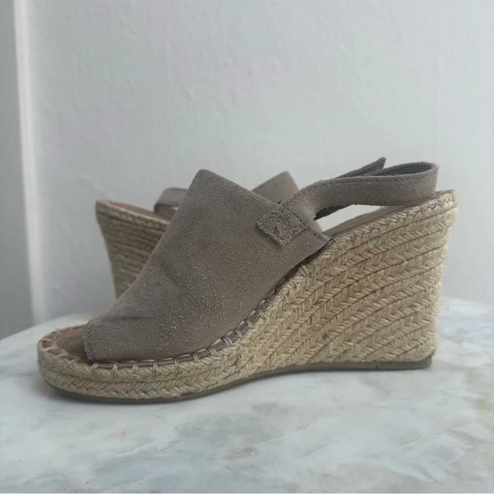 TOMS | Monica Suede Wedge Espadrille Sandals Desert Taupe Womens Size 7.5